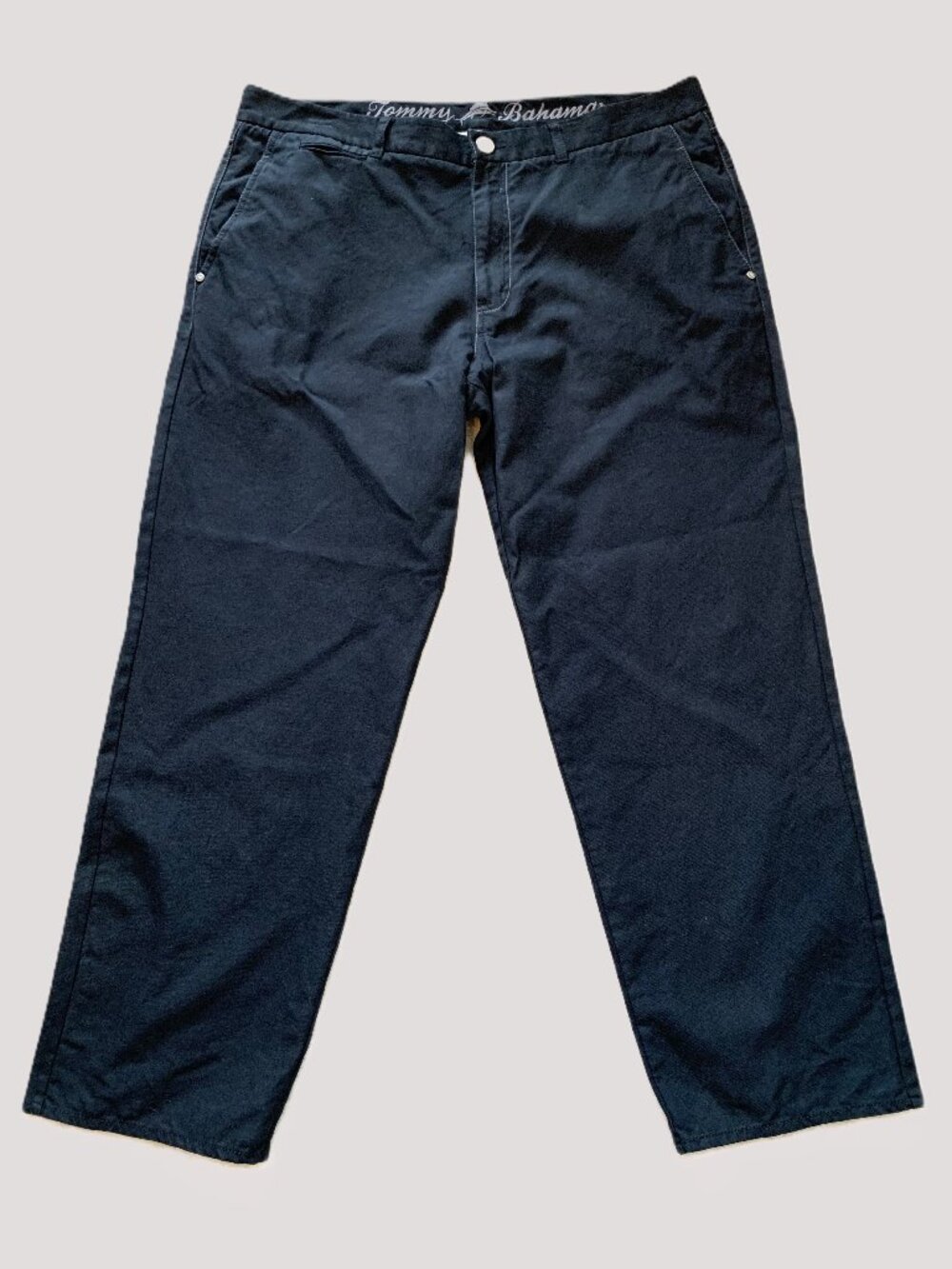 Tommy Bahama Classic Men Dark Navy Pants 53% Silk Straight Leg Size 38/30